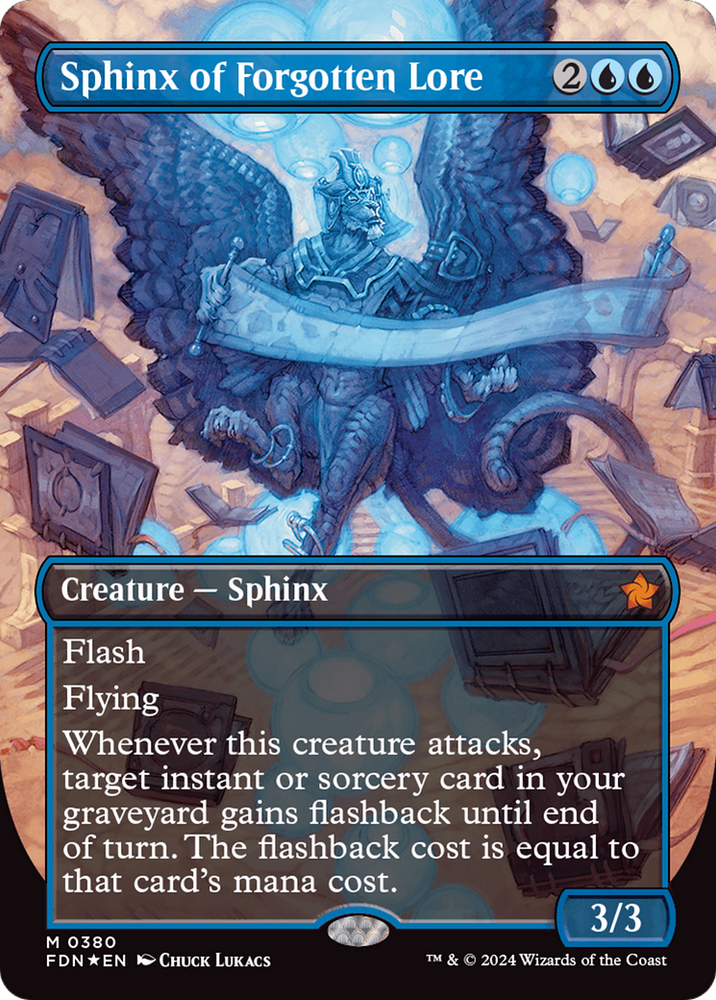 Sphinx of Forgotten Lore (Borderless) (Mana Foil) [Foundations]