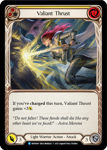 Valiant Thrust (Yellow) [MON040-RF] 1st Edition Rainbow Foil