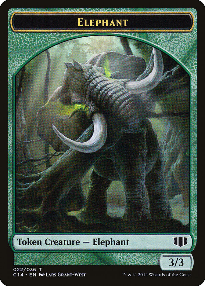 Elephant // Elf Warrior Double-sided Token [Commander 2014 Tokens]