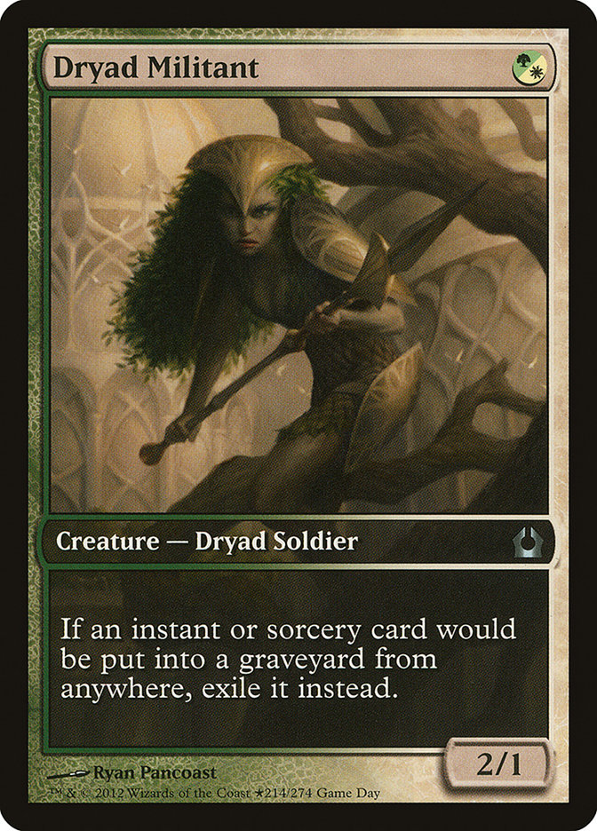 Dryad Militant (Game Day) (Extended) [Return to Ravnica Promos]