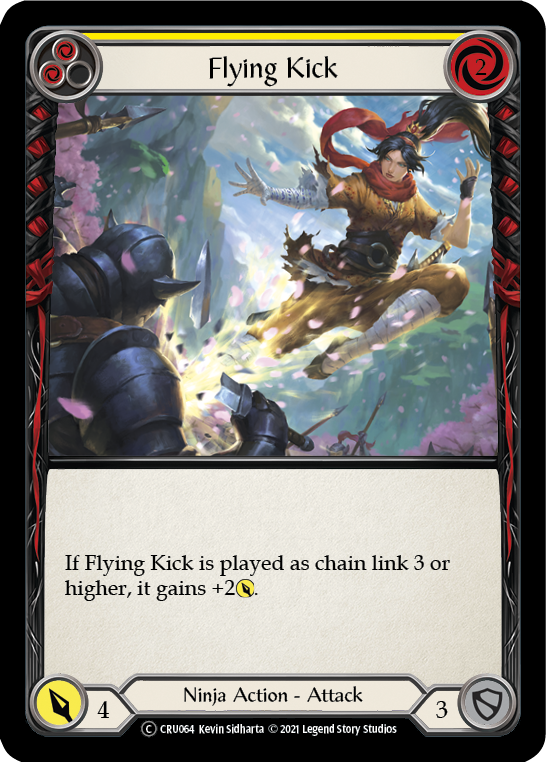 Flying Kick (Yellow) [U-CRU064-RF] Unlimited Rainbow Foil