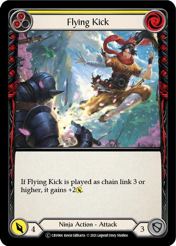 Flying Kick (Yellow) [U-CRU064-RF] Unlimited Rainbow Foil