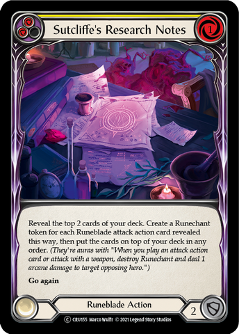 Sutcliffe's Research Notes (Yellow) [U-CRU155-RF] Unlimited Rainbow Foil