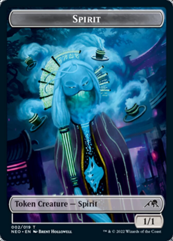 Spirit (002) // Human Monk Double-sided Token [Kamigawa: Neon Dynasty Tokens]