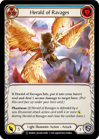 Herald of Ravages (Blue) [U-MON019-RF] Unlimited Rainbow Foil