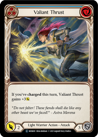 Valiant Thrust (Blue) [U-MON041-RF] Unlimited Rainbow Foil