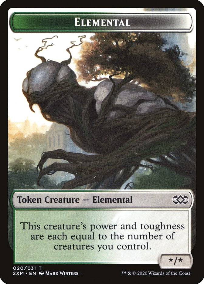 Demon // Elemental Double-sided Token [Double Masters Tokens]